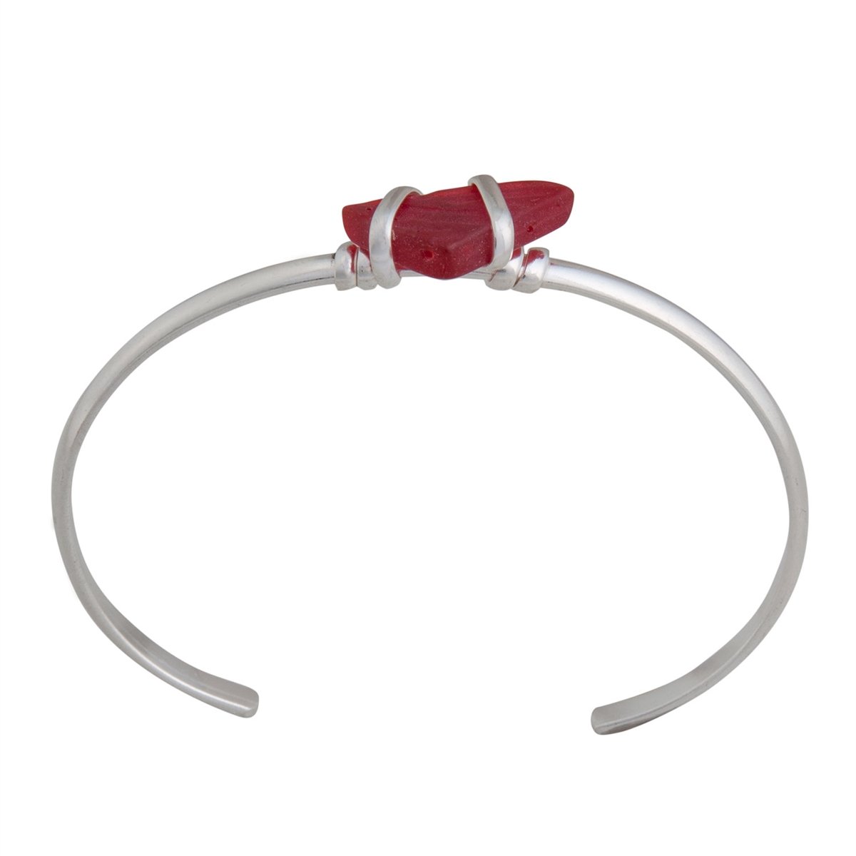 Charles Albert Jewelry - Red Pompano Beach Glass Mini Cuff - Bottom View