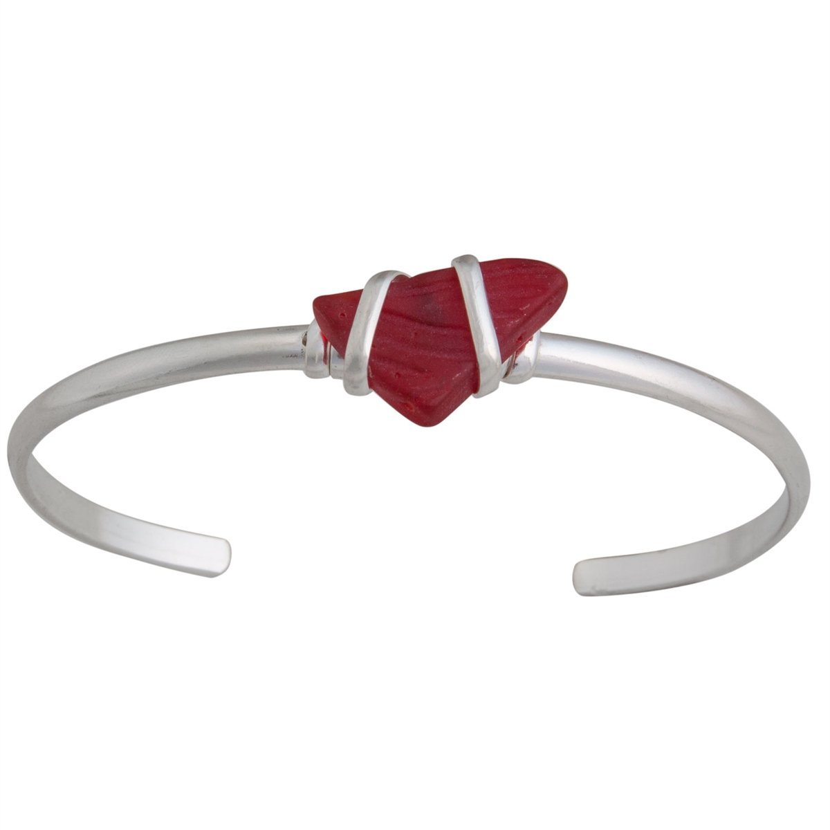 Charles Albert Jewelry - Red Pompano Beach Glass Mini Cuff - Front View