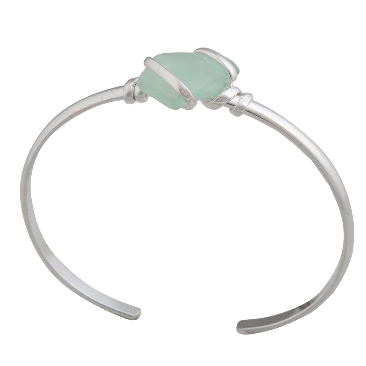 Charles Albert Jewelry - Seafoam Green Pompano Beach Glass Mini Cuff - Front View