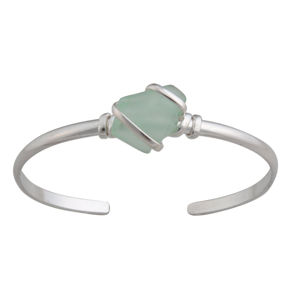 Charles Albert Jewelry - Seafoam Green Pompano Beach Glass Mini Cuff - Front View