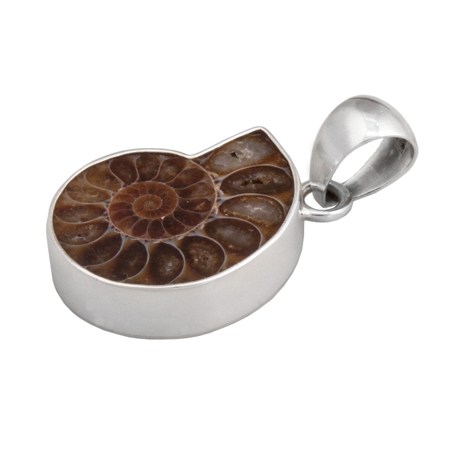 Charles Albert Jewelry - Sterling Silver Ammonite Pendant - Side View