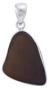 Charles Albert Jewelry - Sterling Silver Brown Recycled Glass Pendant - Front View