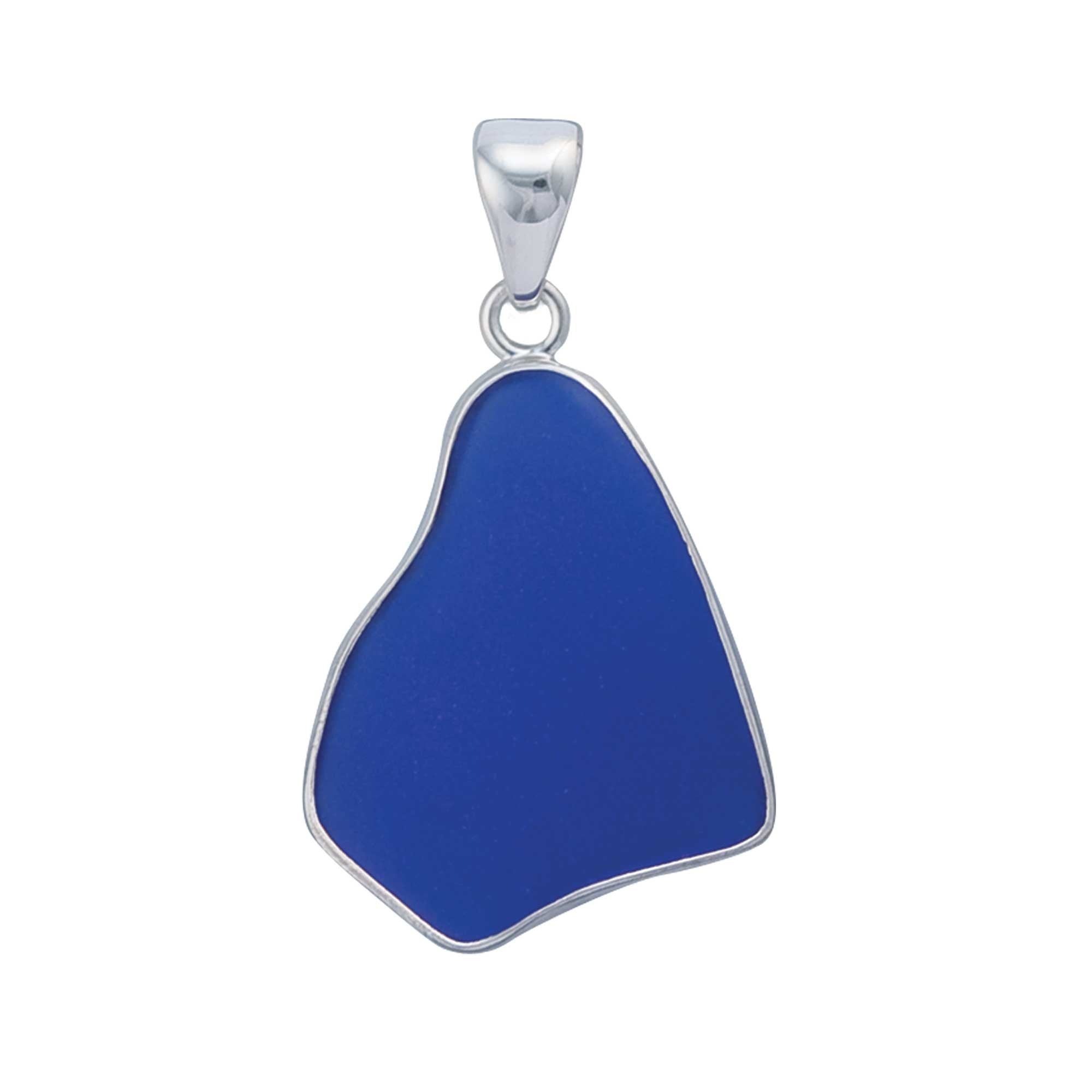 Charles Albert Jewelry - Sterling Silver Cobalt Blue Recycled Glass Pendant - Front View