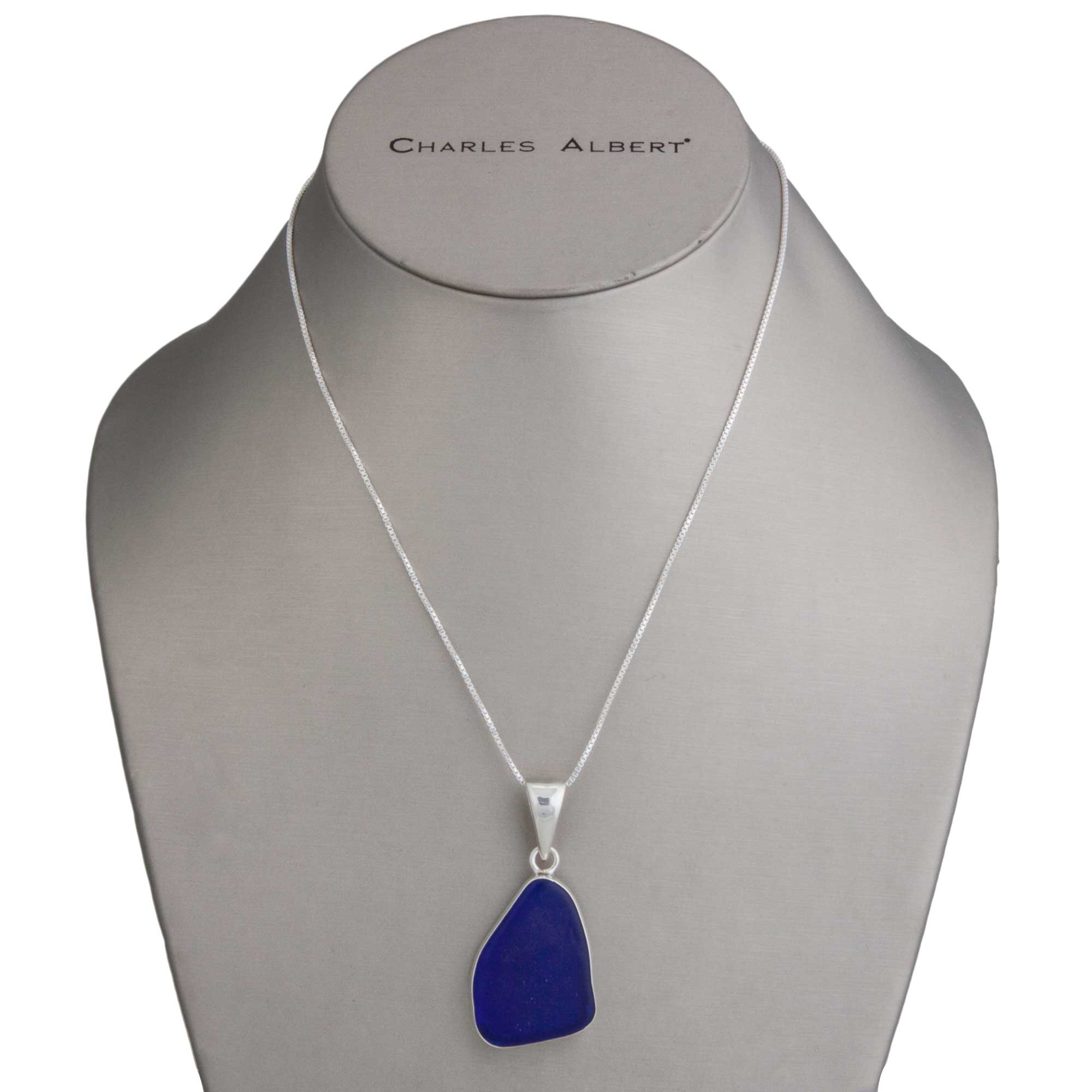 Charles Albert Jewelry - Sterling Silver Cobalt Blue Recycled Glass Pendant