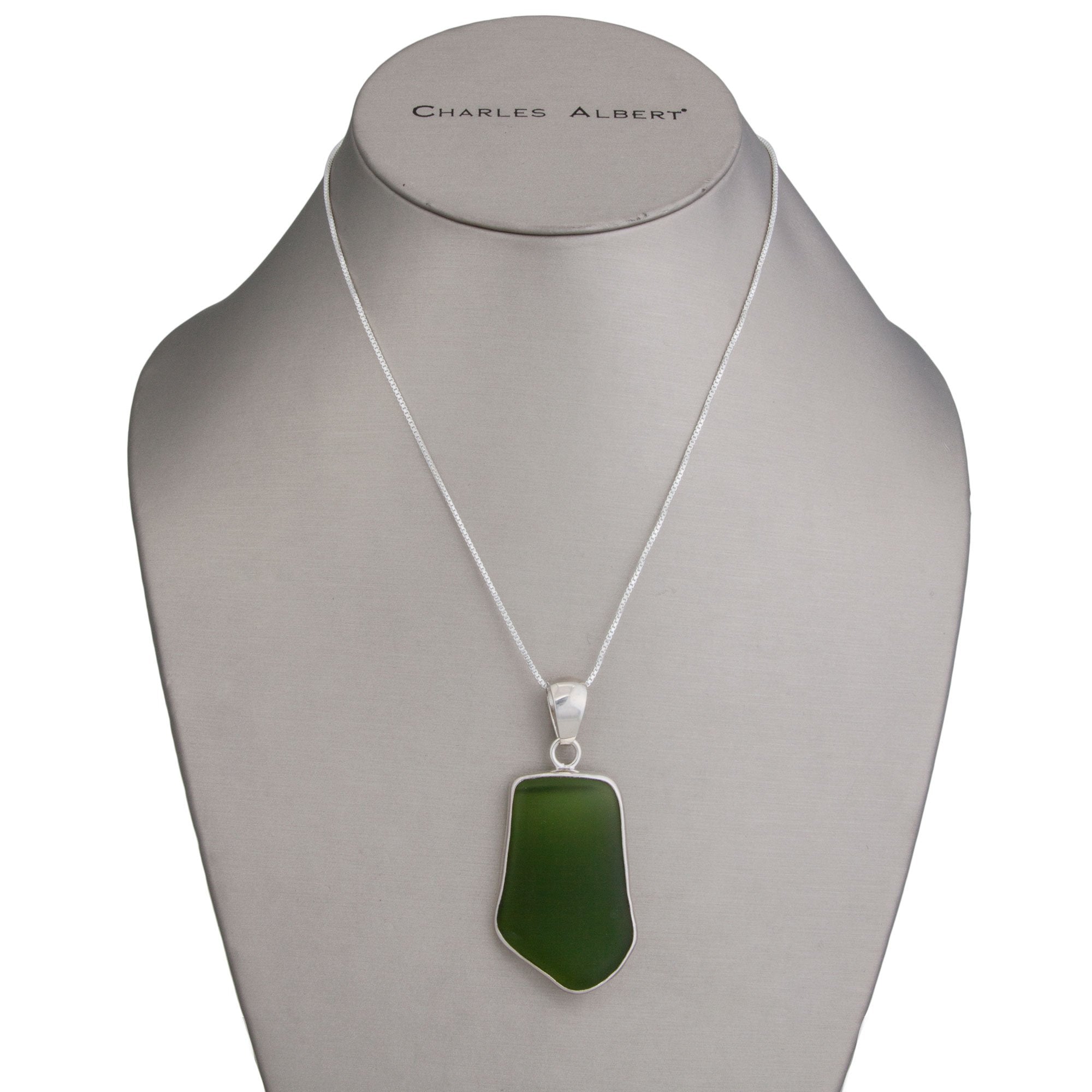 Charles Albert Jewelry - Sterling Silver Green Recycled Glass Pendant