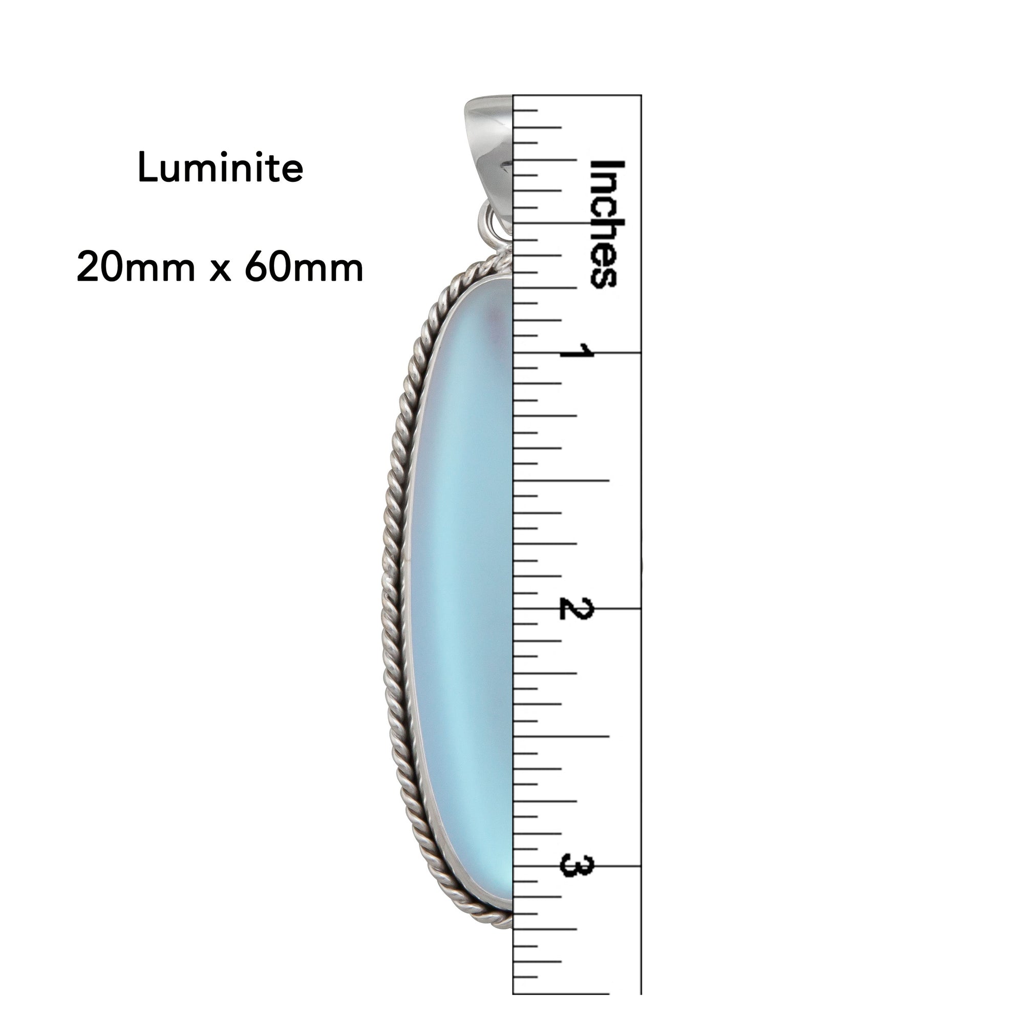 Charles Albert Jewelry - Sterling Silver Luminite Oblong Rope Pendant - Measurements