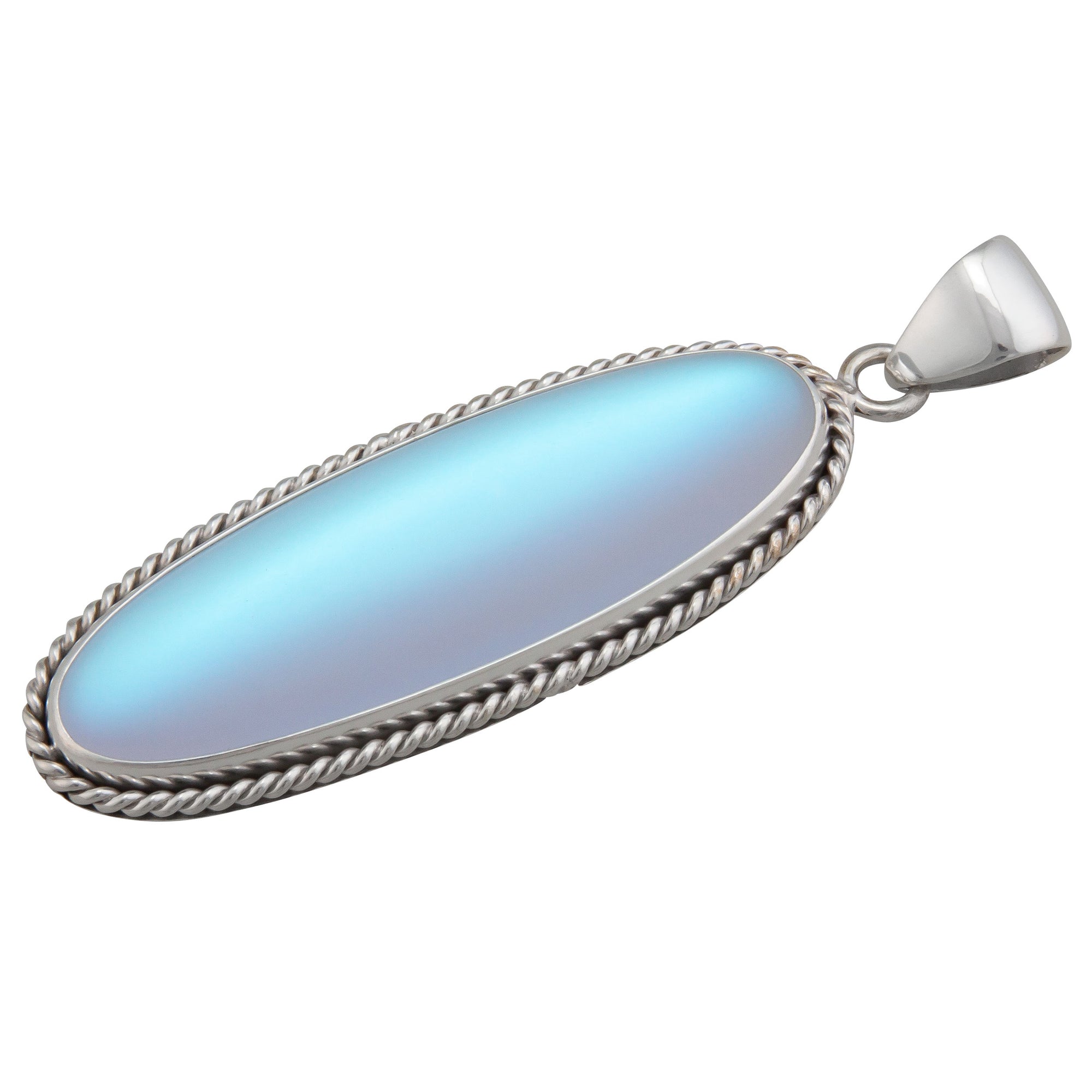 Charles Albert Jewelry - Sterling Silver Luminite Oblong Rope Pendant - Side View