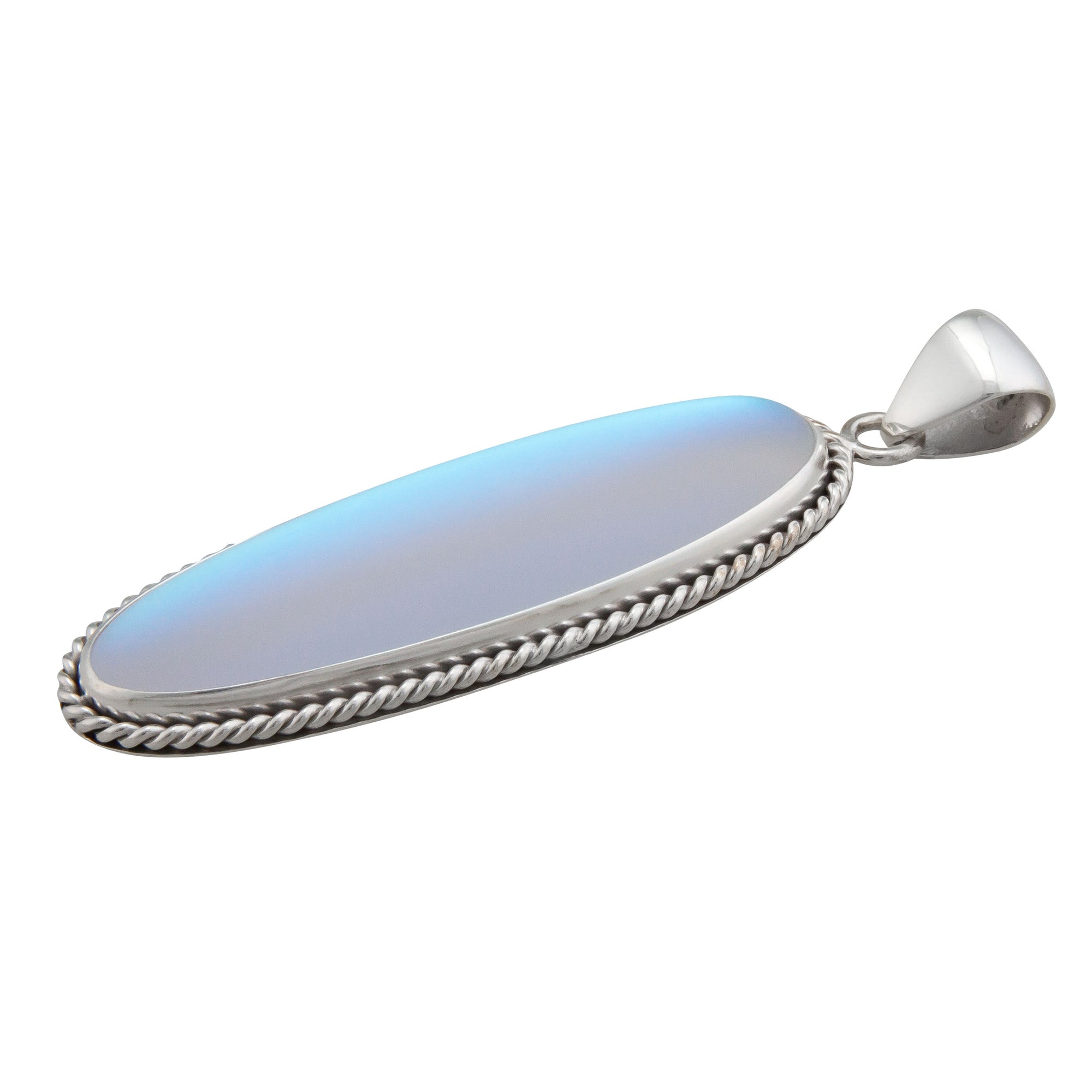 Charles Albert Jewelry - Sterling Silver Luminite Oblong Rope Pendant - Side View