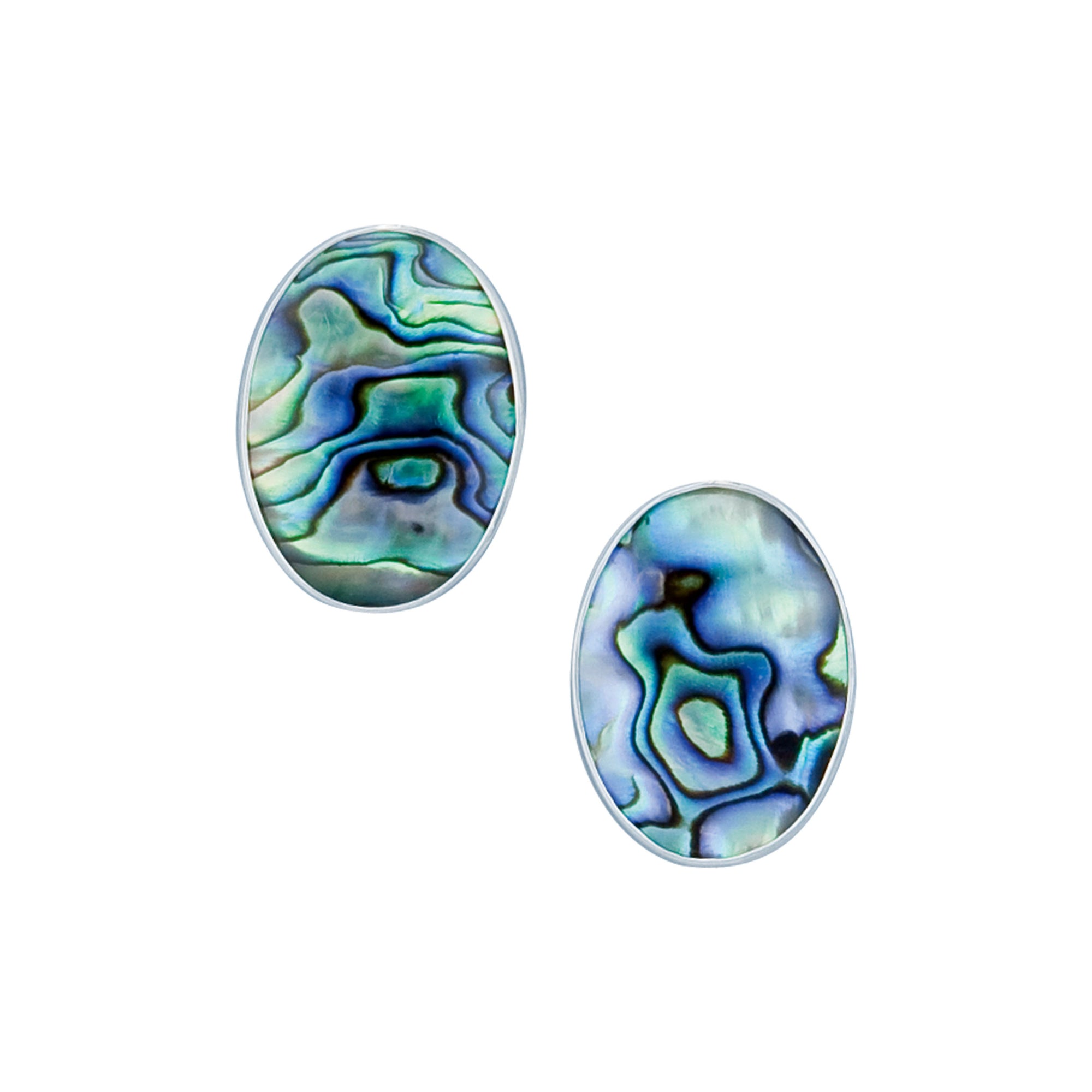 Charles Albert Jewelry - Sterling Silver Oval Natural Abalone Clip Earrings