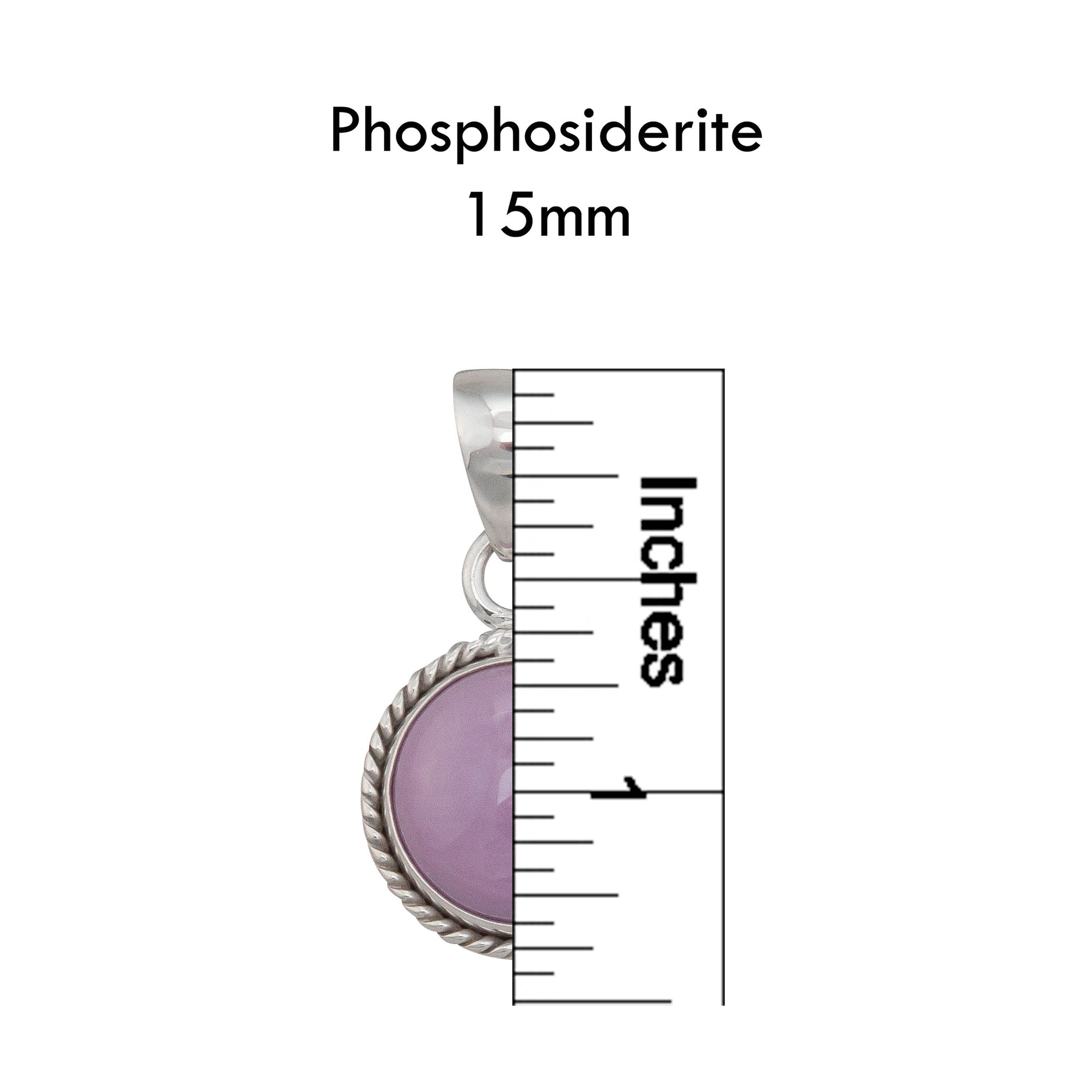 Charles Albert Jewelry - Sterling Silver Phosphosiderite Round Rope Pendant - Measurements