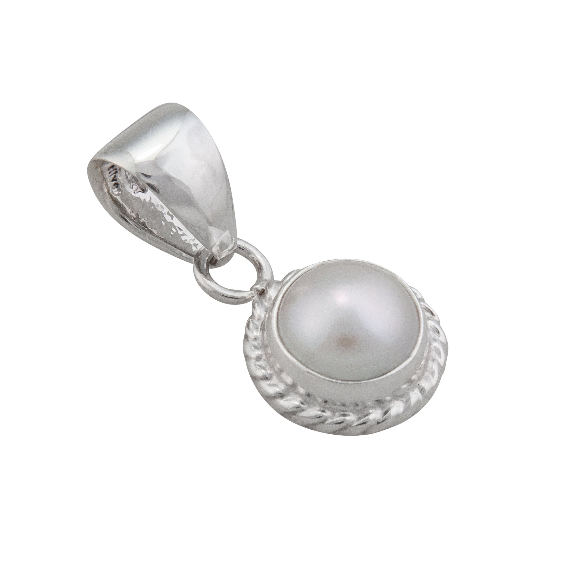 Charles Albert Jewelry - Sterling Silver White Pearl Rope Pendant - Front View