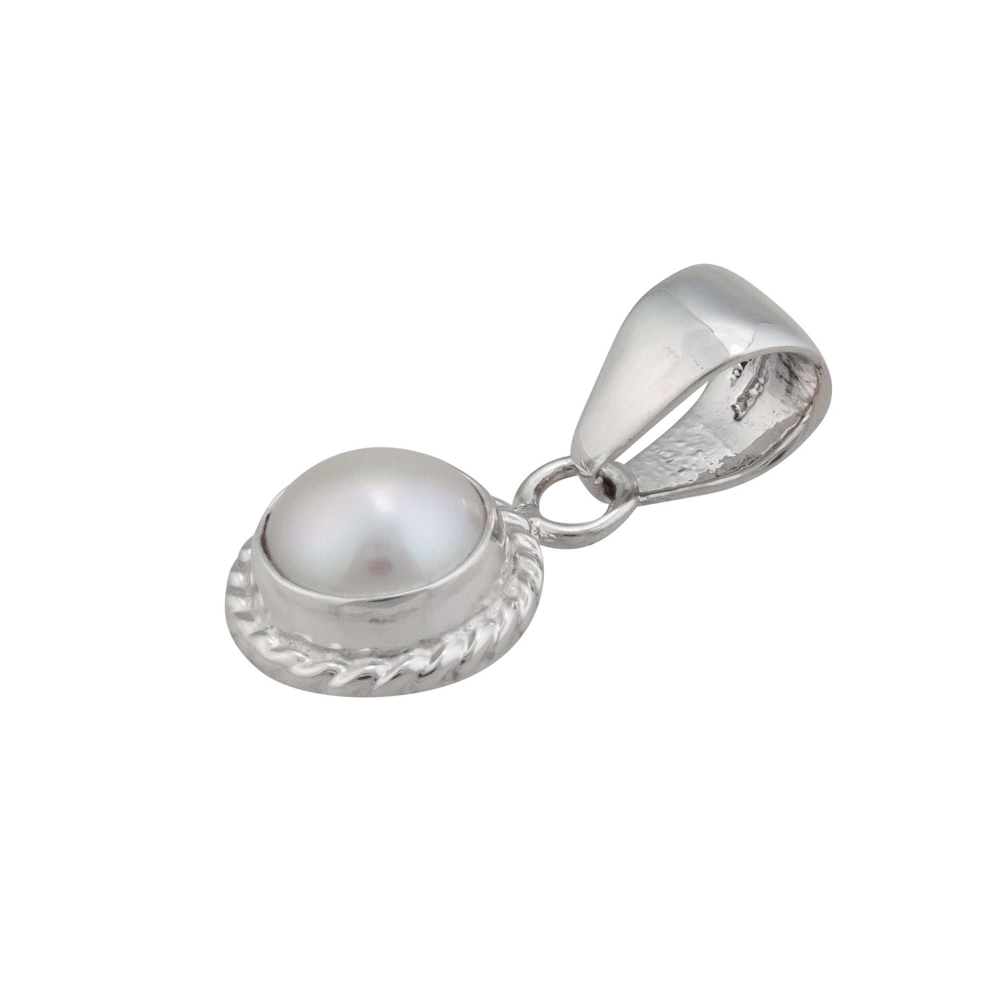Charles Albert Jewelry - Sterling Silver White Pearl Rope Pendant - Side View