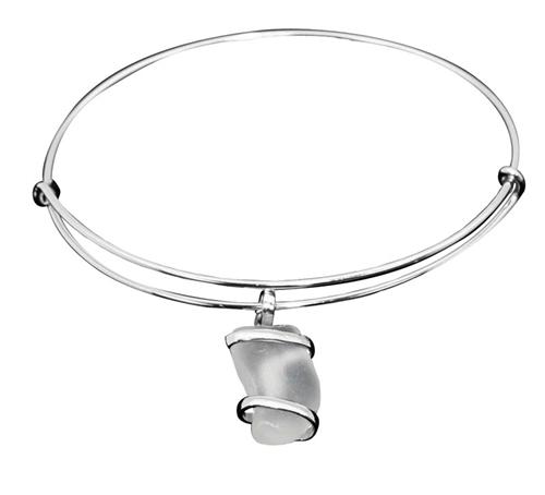 Charles Albert Jewelry - White Pompano Beach Glass Adjustable Charm Bangle