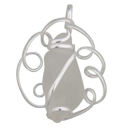 Charles Albert Jewelry - White Pompano Beach Glass Freeform Pendant