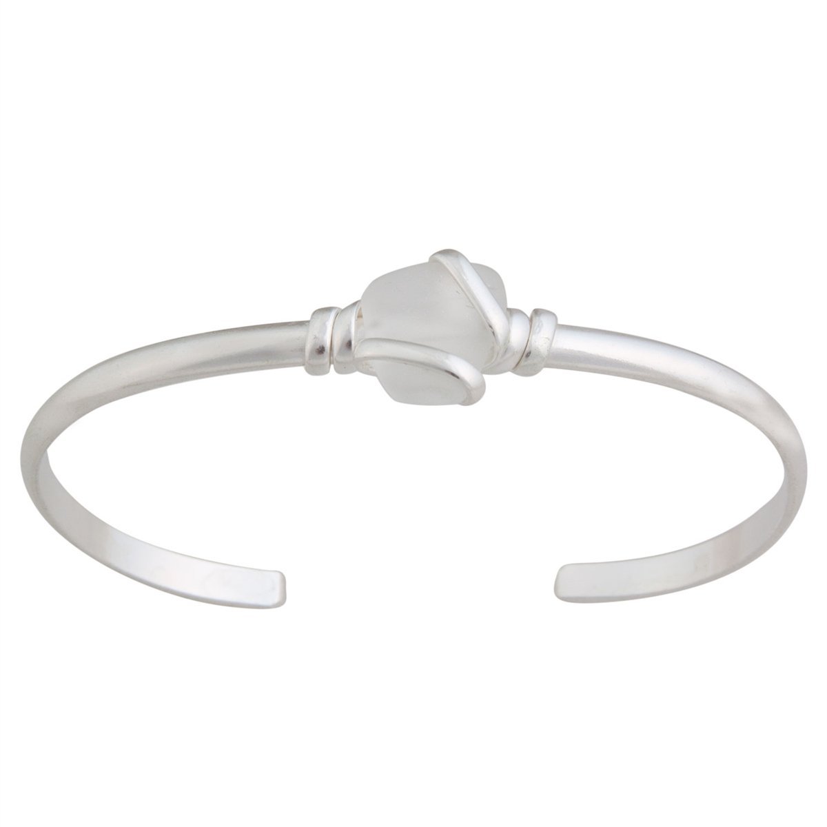 Charles Albert Jewelry - White Pompano Beach Glass Mini Cuff - Front View