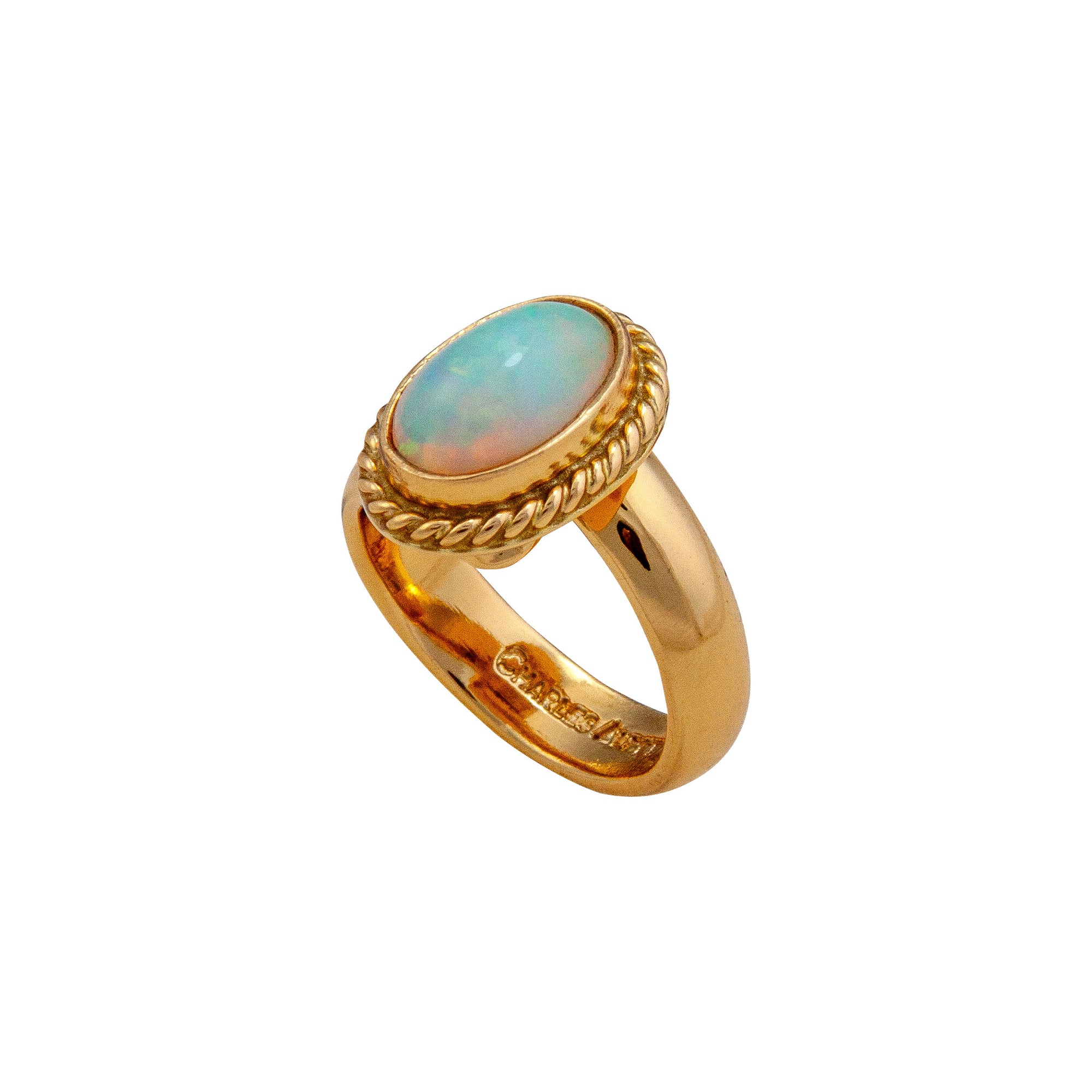 Alchemia Oval Ethiopian Opal Adjustable Ring  with Rope Detail | Charles Albert Jewelry