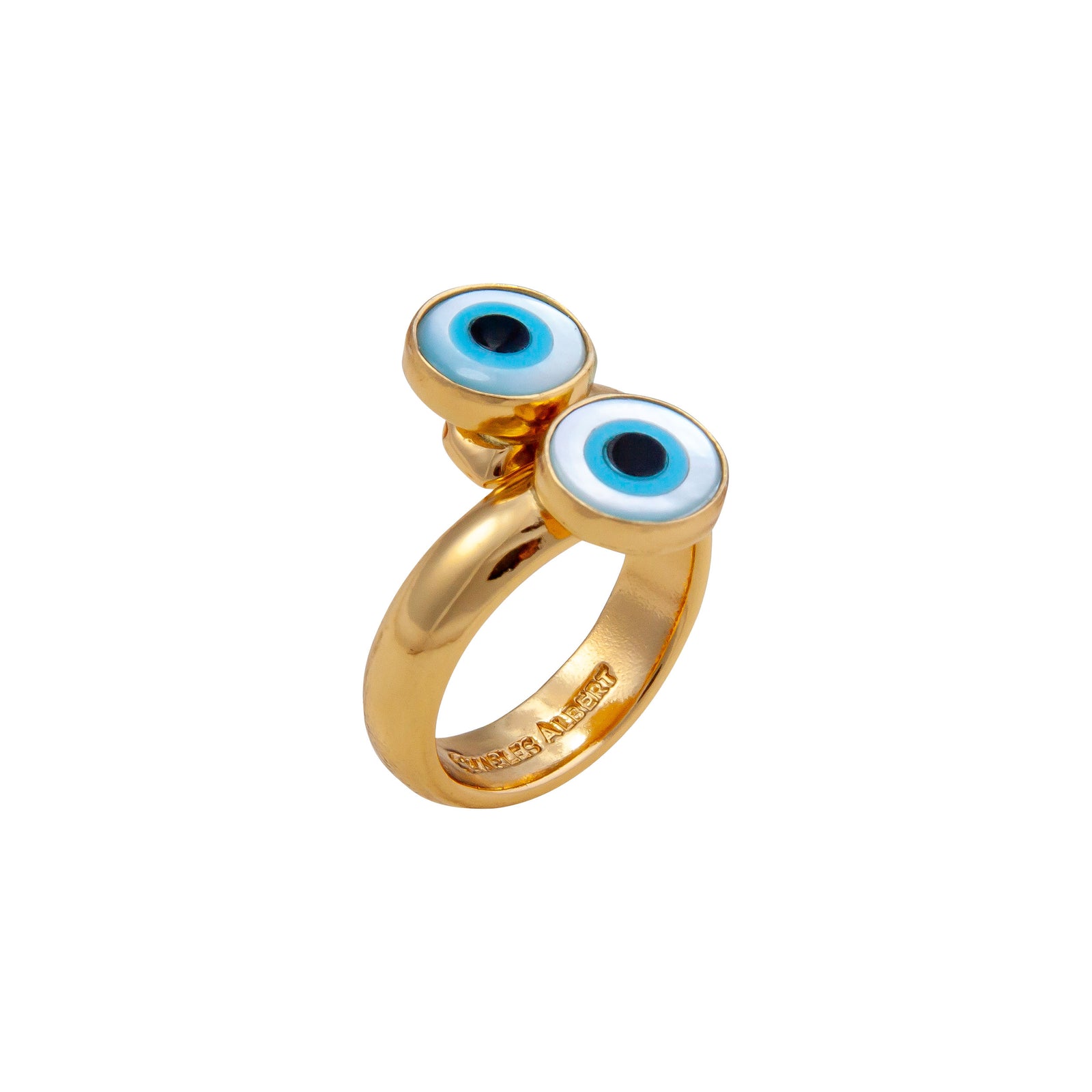 Alchemia Mother of Pearl Evil Eye Bypass Adjustable Ring | Charles Albert Jewelry