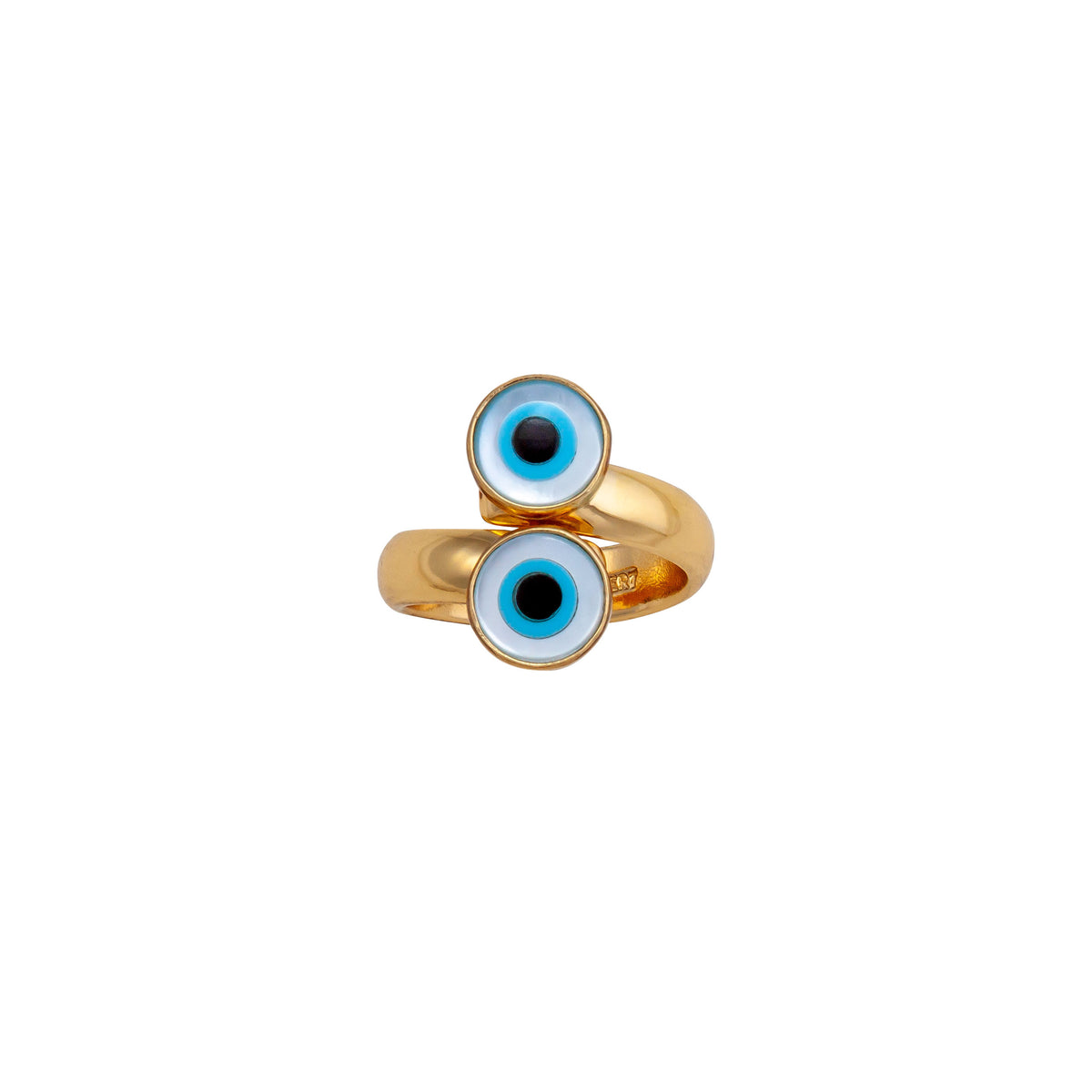 Alchemia Mother of Pearl Evil Eye Bypass Adjustable Ring | Charles Albert Jewelry