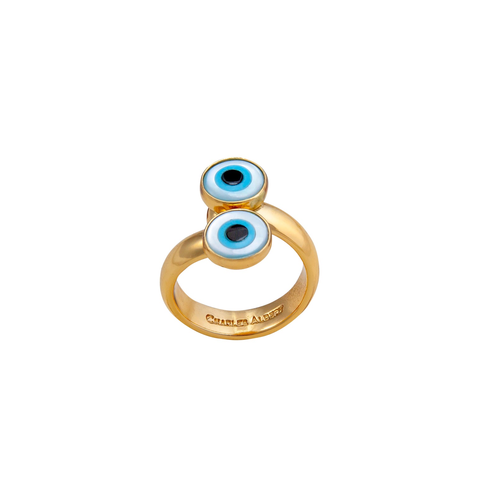 Alchemia Mother of Pearl Evil Eye Bypass Adjustable Ring | Charles Albert Jewelry