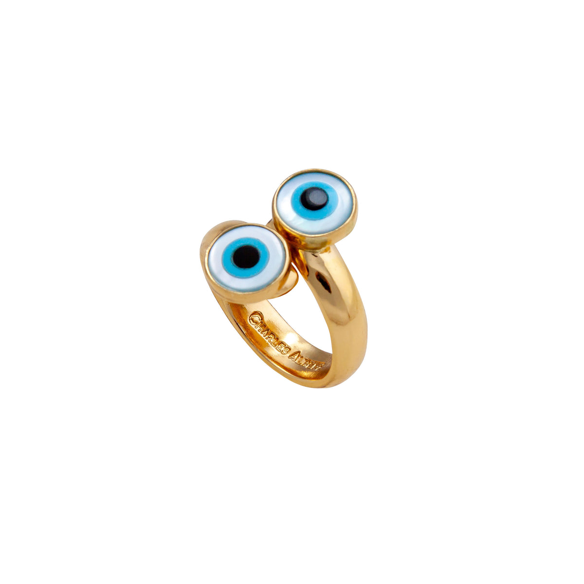 Alchemia Mother of Pearl Evil Eye Bypass Adjustable Ring | Charles Albert Jewelry