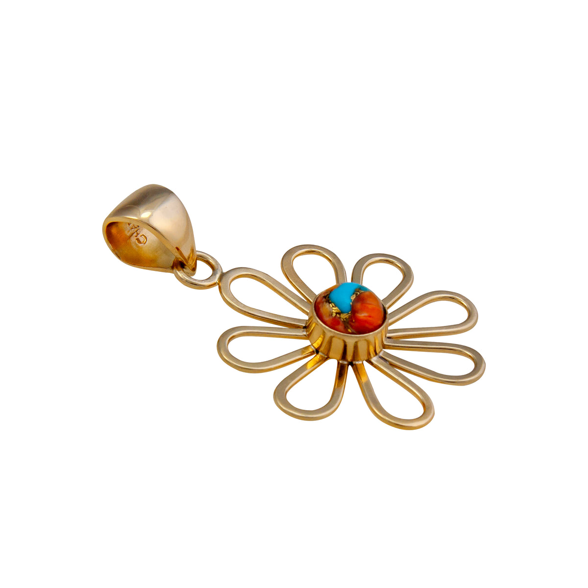 Alchemia Turquoise and Spiny Oyster Flower Pendant | Charles Albert Jewelry
