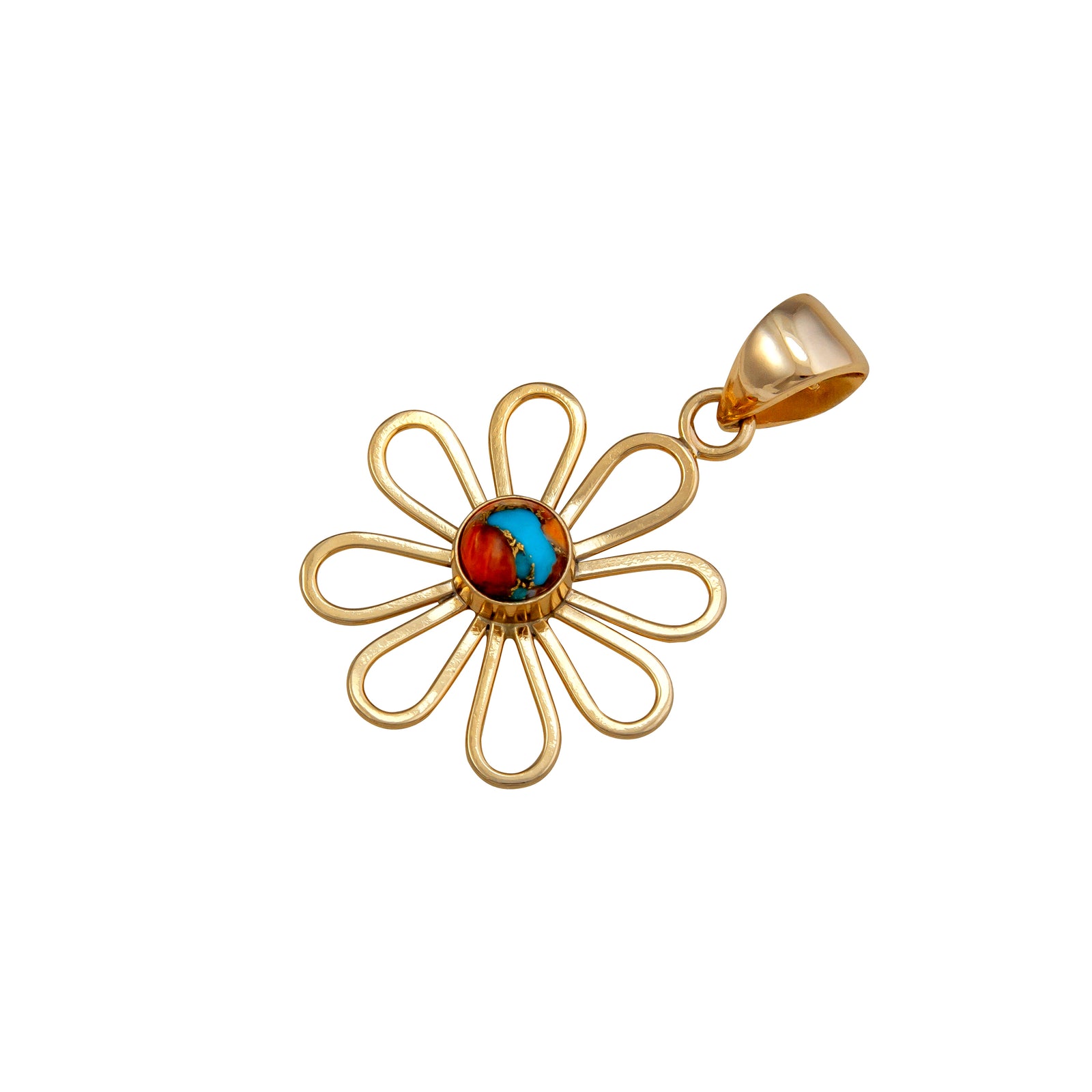 Alchemia Turquoise and Spiny Oyster Flower Pendant | Charles Albert Jewelry