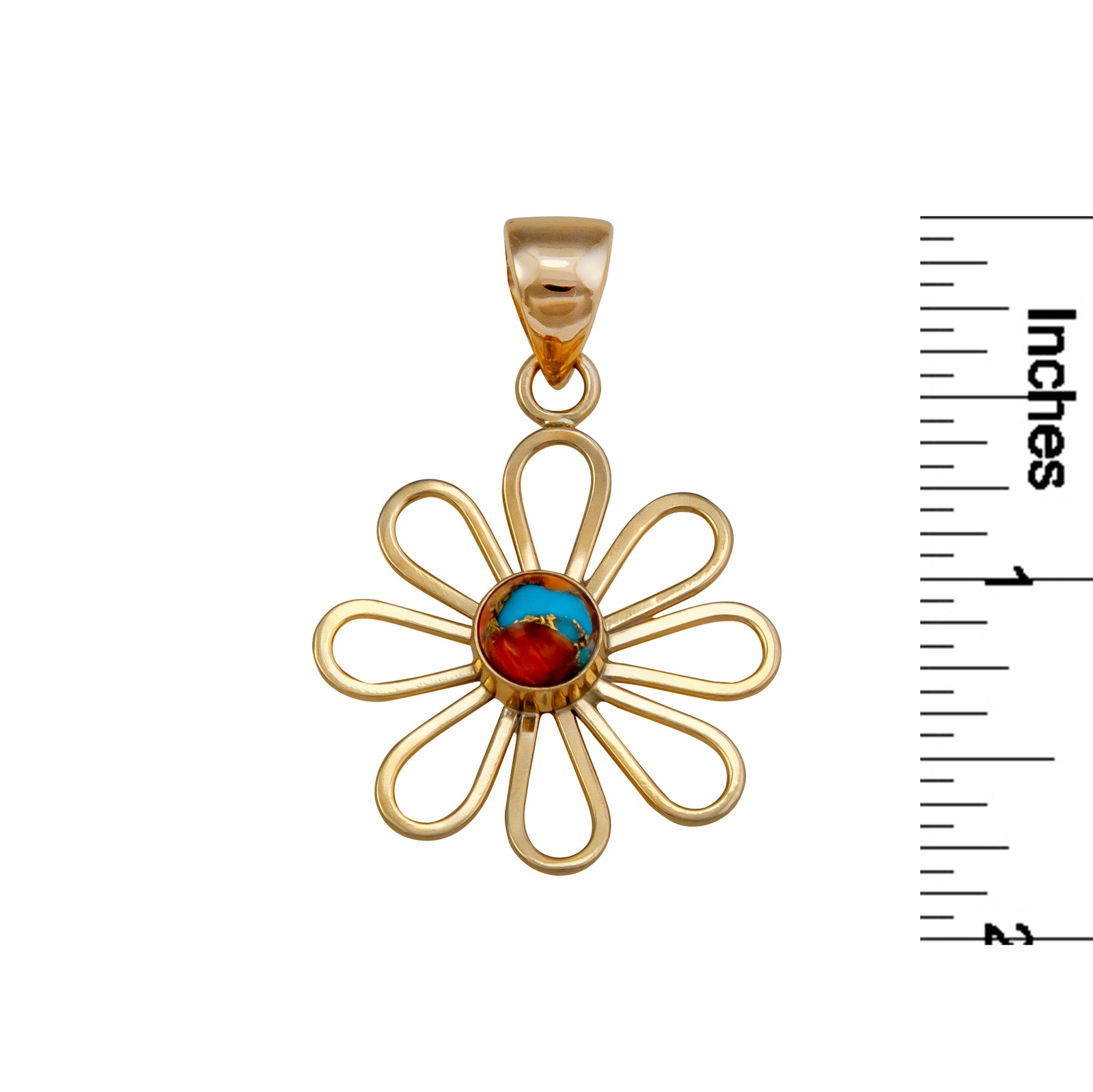 Alchemia Turquoise and Spiny Oyster Flower Pendant | Charles Albert Jewelry