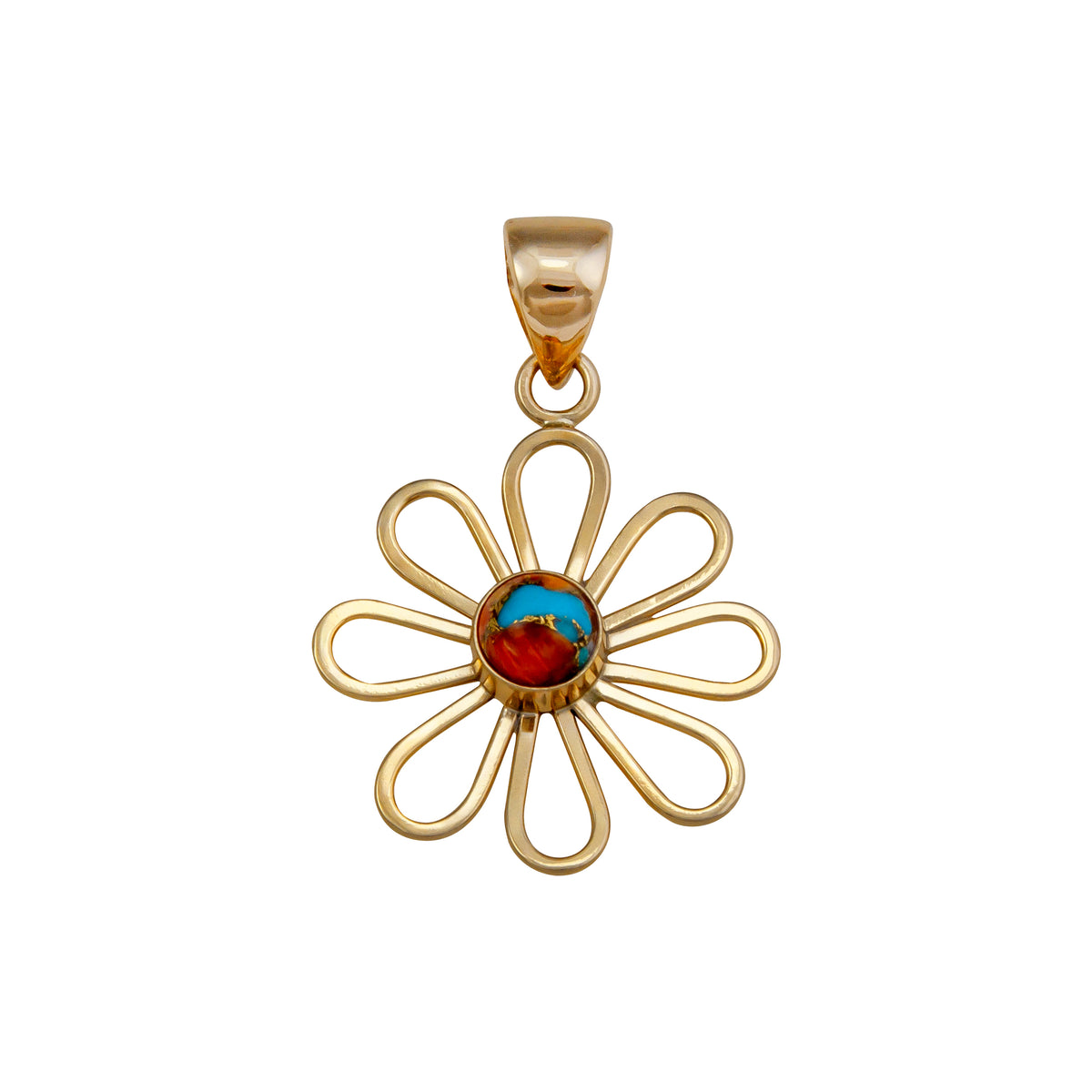 Alchemia Turquoise and Spiny Oyster Flower Pendant | Charles Albert Jewelry