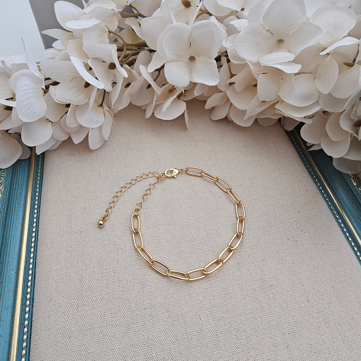 Gold Tone Base Metal Paperclip Bracelet w/Extender | Charles Albert Jewelry