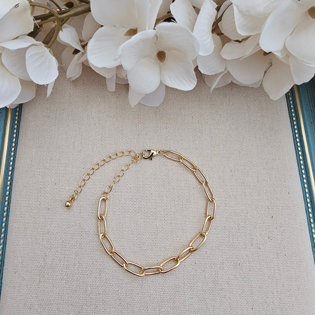 Gold Tone Base Metal Paperclip Bracelet w/Extender | Charles Albert Jewelry
