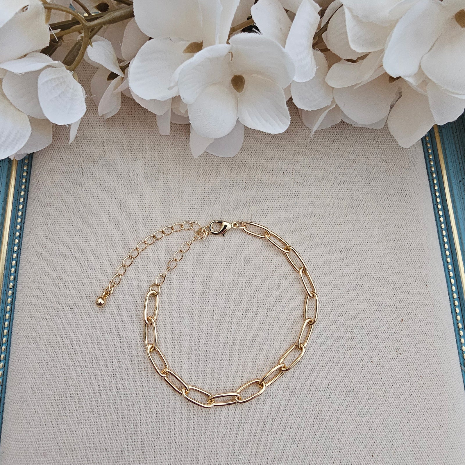 Gold Tone Base Metal Paperclip Bracelet w/Extender | Charles Albert Jewelry