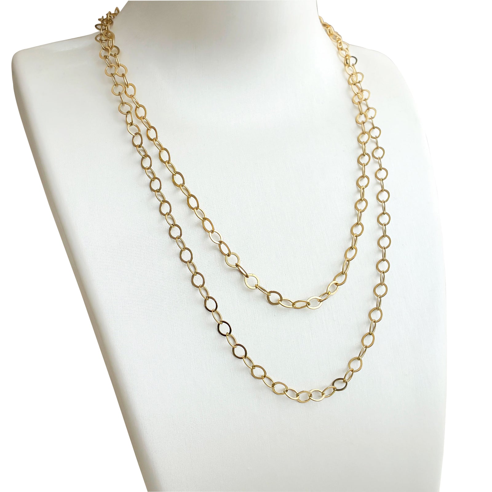 Gold Tone Flat Oval Base Metal Chain | Charles Albert Jewelry