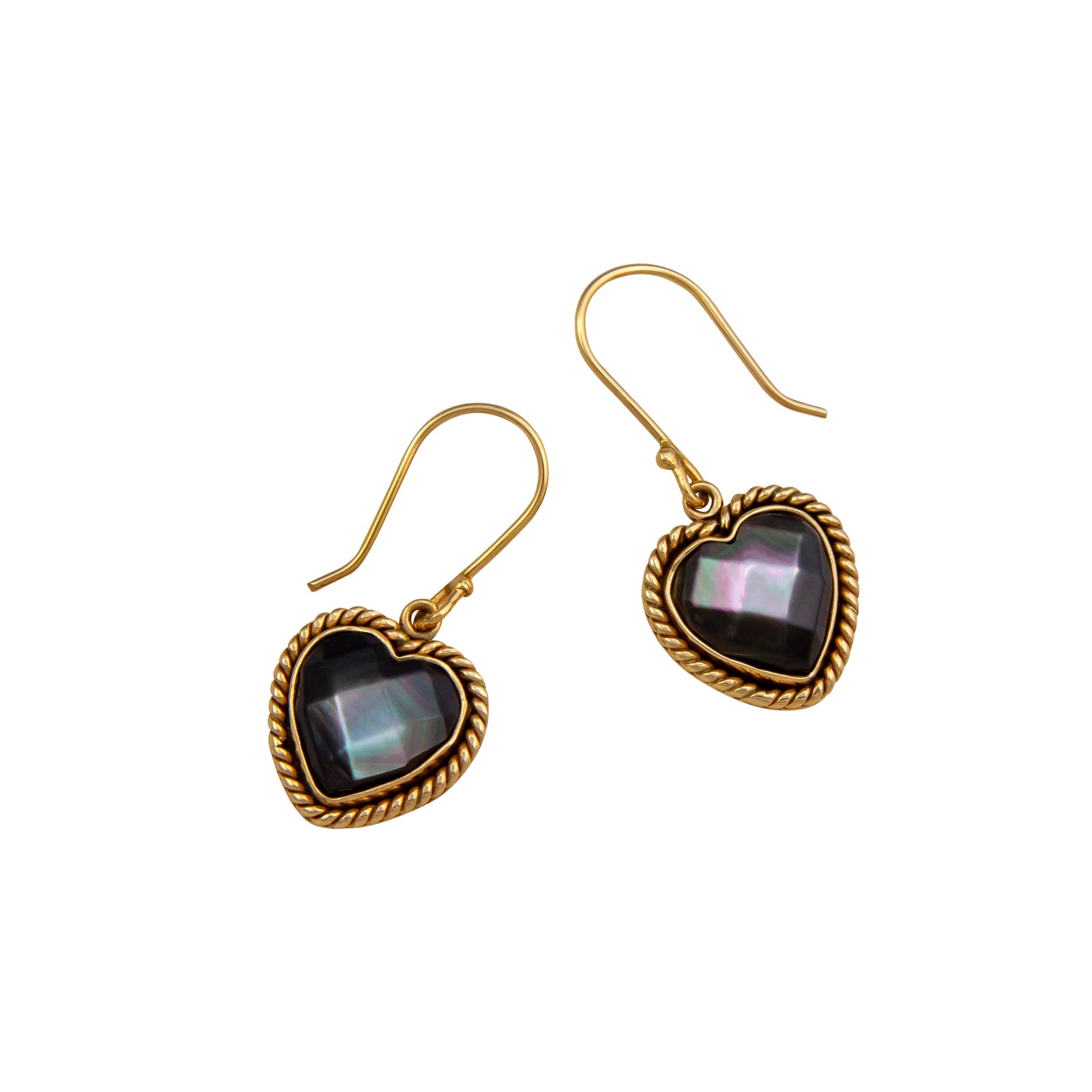 Alchemia Grey Mother of Pearl Heart Rope Drop Earrings | Charles Albert Jewelry