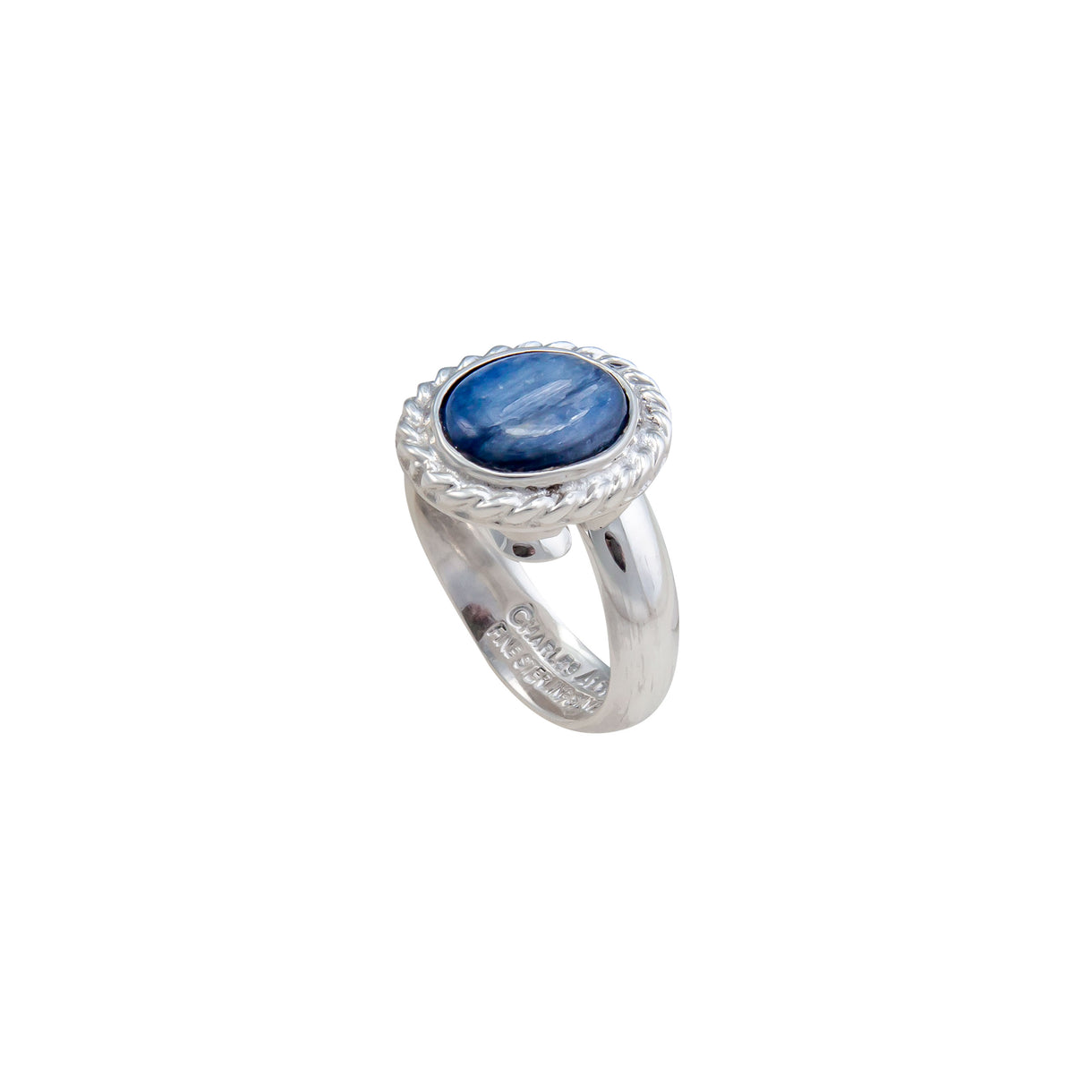 Sterling Silver Kyanite Oval Rope Adjustable Ring | Charles Albert Jewelry