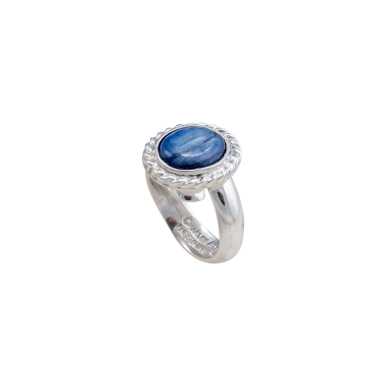 Sterling Silver Kyanite Oval Rope Adjustable Ring | Charles Albert Jewelry