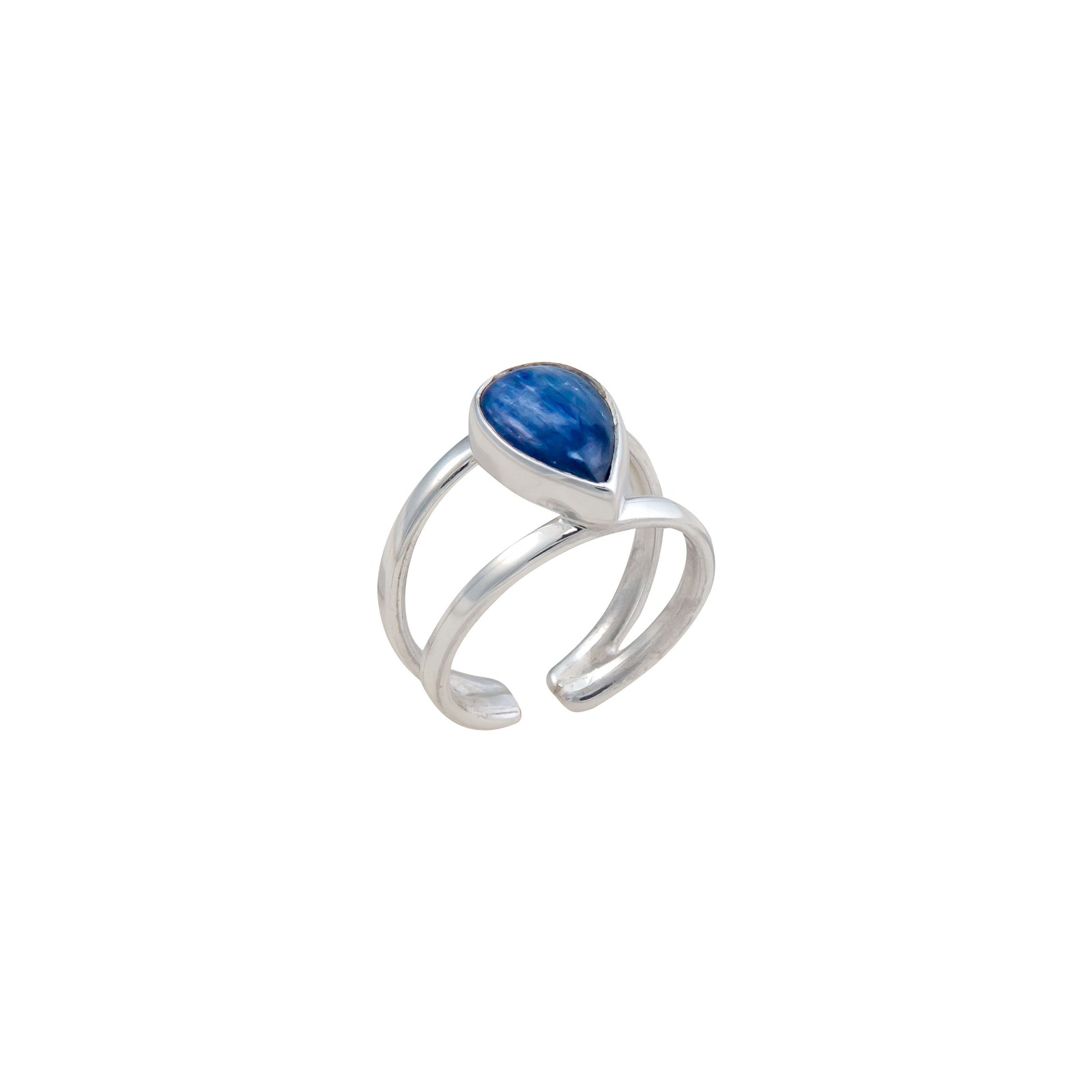 Sterling Silver Kyanite Teardrop Adjustable Cuff Ring | Charles Albert Jewelry