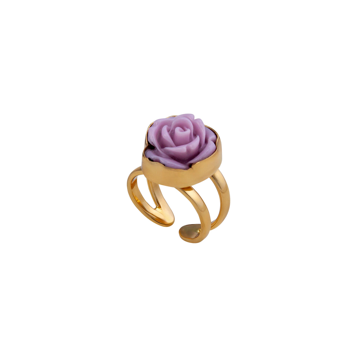 Alchemia Lavender Resin Rose Adjustable Cuff Ring | Charles Albert Jewelry