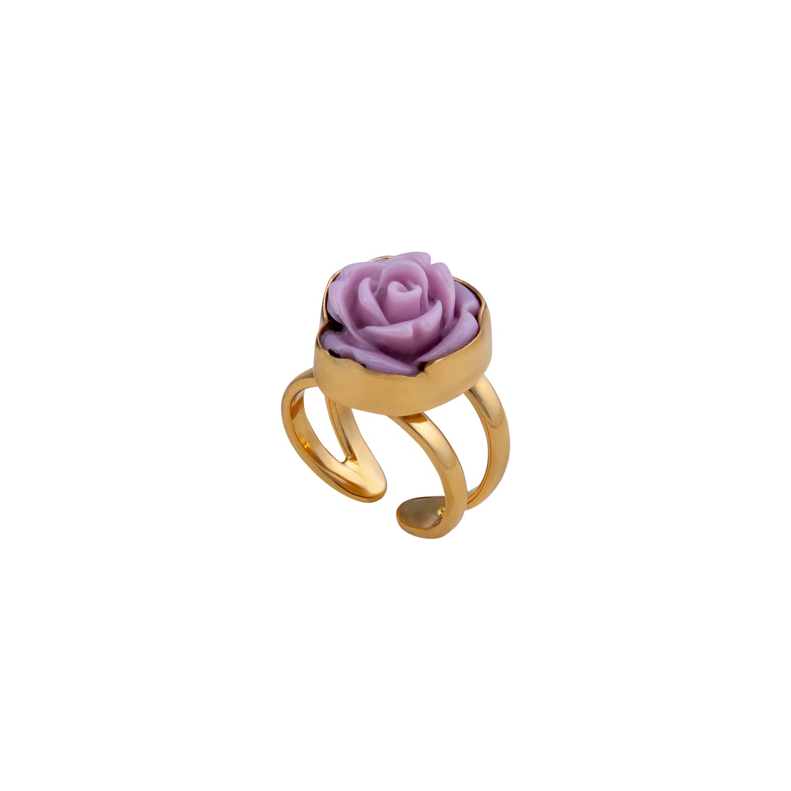 Alchemia Lavender Resin Rose Adjustable Cuff Ring | Charles Albert Jewelry
