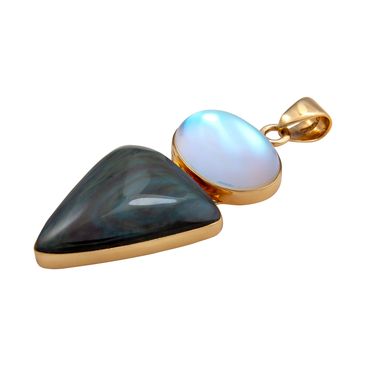 Alchemia Luminite and Rainbow Obsidian Double Pendant | Charles Albert Jewelry