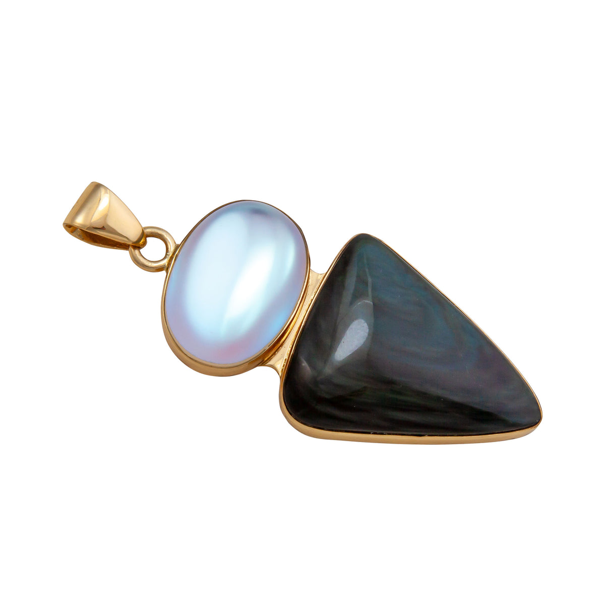 Alchemia Luminite and Rainbow Obsidian Double Pendant | Charles Albert Jewelry