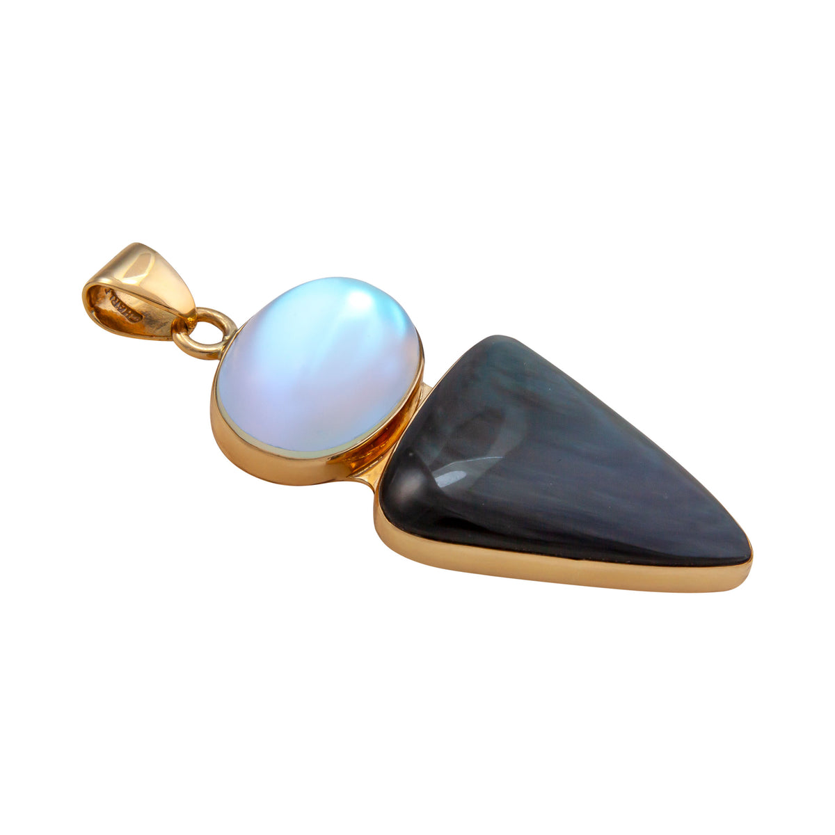 Alchemia Luminite and Rainbow Obsidian Double Pendant | Charles Albert Jewelry