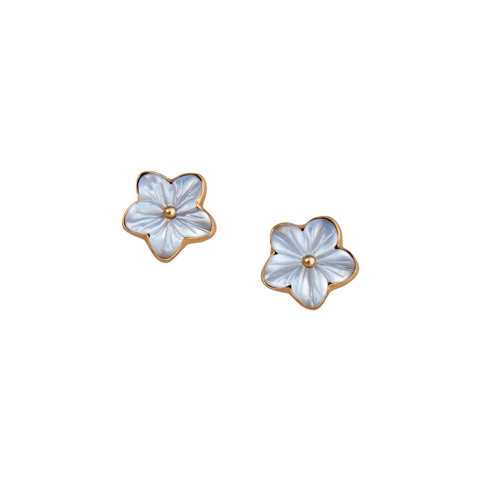 Alchemia Mother of Pearl Golden Flower Post Earrings | Charles Albert Jewelry