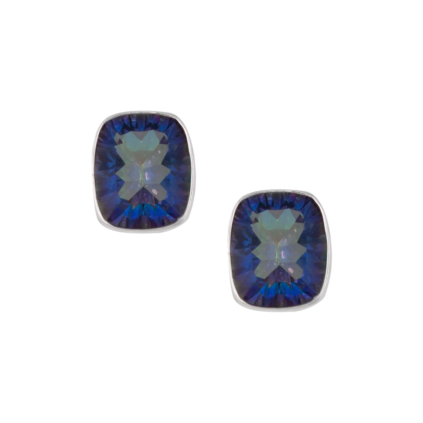 Sterling Silver Rectangle Mystic Quartz Post Earrings | Charles Albert Jewelry