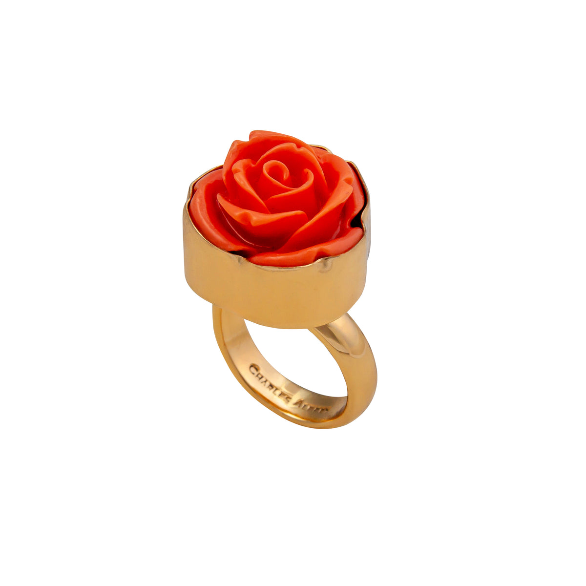 Alchemia Orange Resin Rose Adjustable Ring | Charles Albert Jewelry