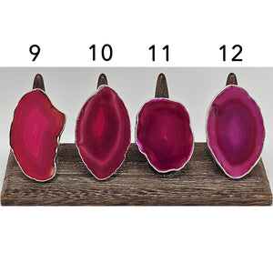 Sterling Silver Pink Agate Slice Adjustable Ring | Charles Albert Jewelry