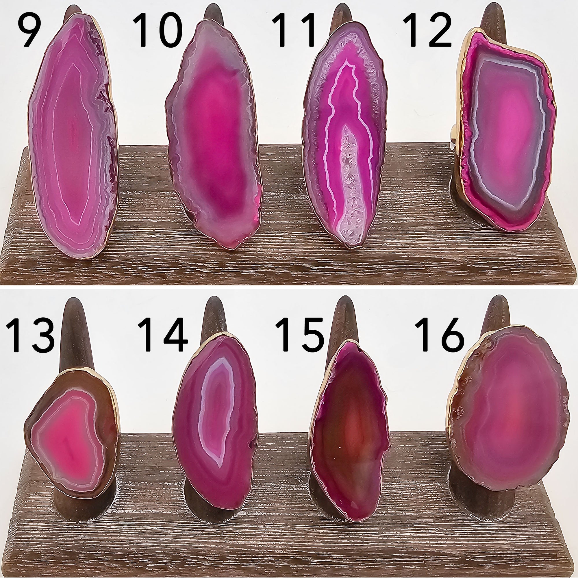 Alchemia Pink Agate Slice Rings | Charles Albert Jewelry