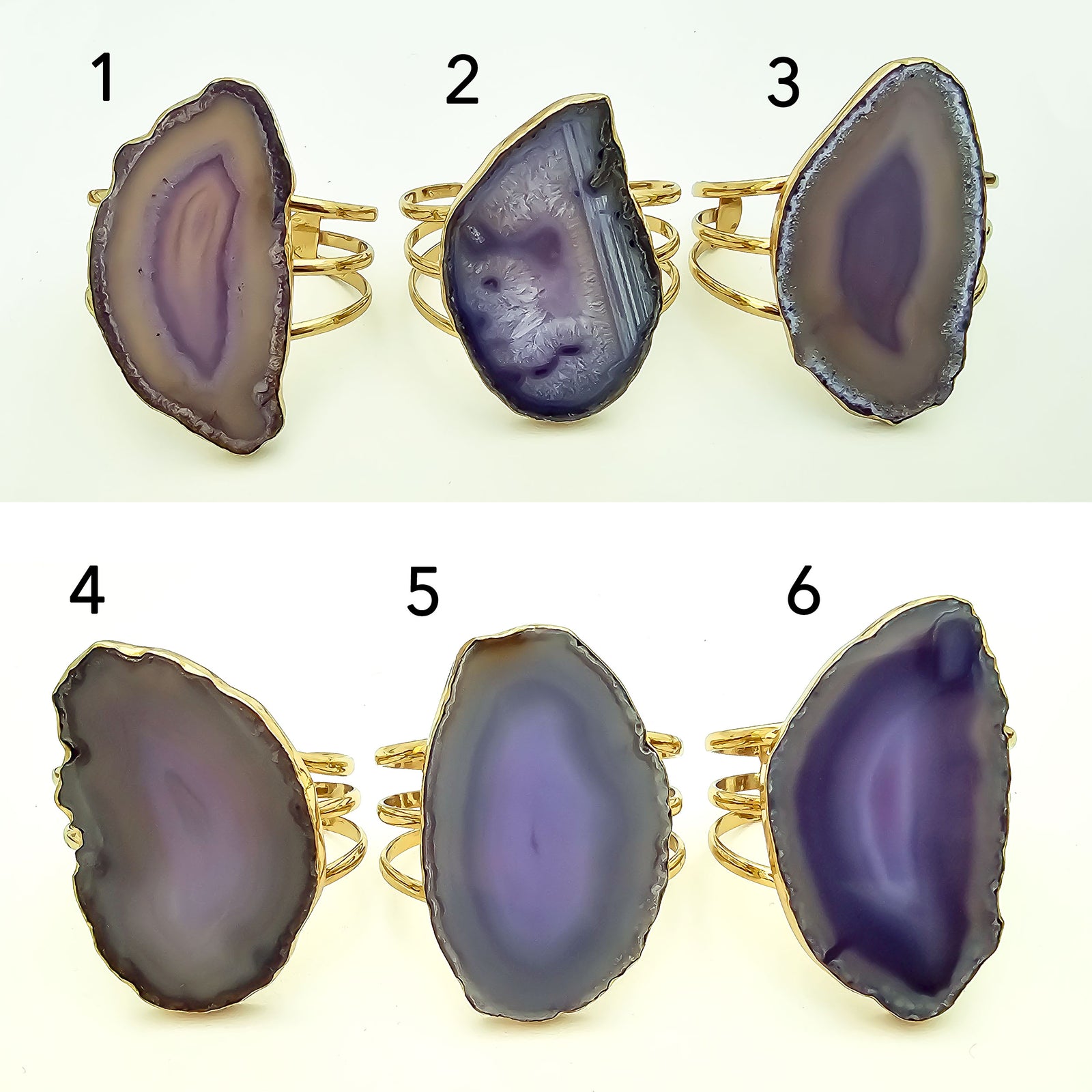 Alchemia Purple Agate Slice Multi-Band Cuff