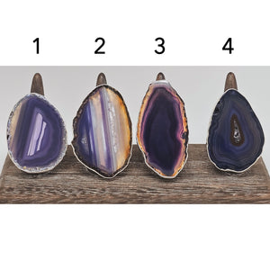 Sterling Silver Purple Agate Slice Adjustable Ring | Charles Albert Jewelry