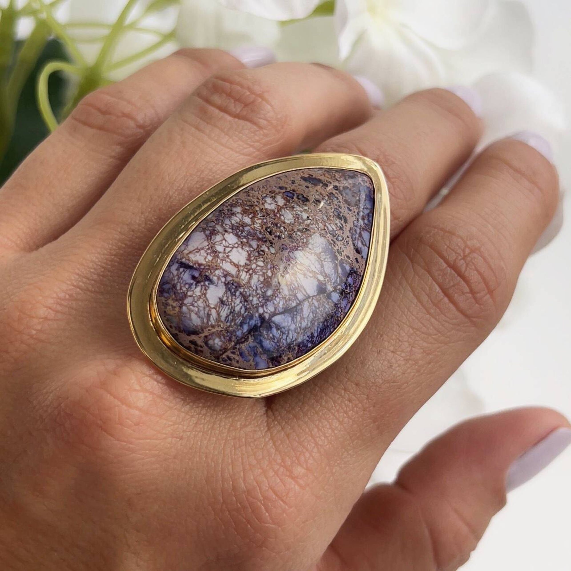 Alchemia Purple Jasper Ring with Edge Detail | Charles Albert Jewelry