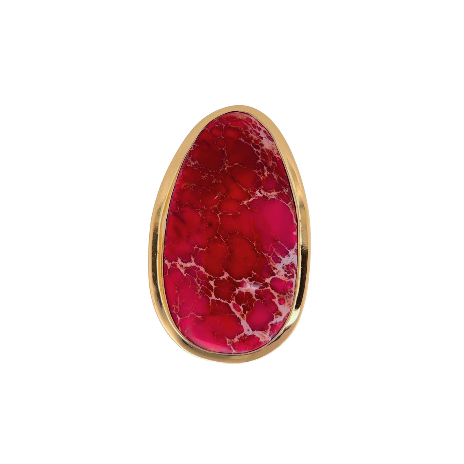 Alchemia Pink Color-Enhanced Jasper Adjustable Ring With Detailed Edge